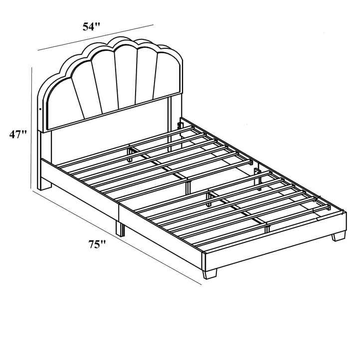 Bed With Floral Design Headboard And Built In LED Lighting Home Essentials
