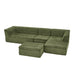U-Shaped Modular Sectional Sofa With Chaise And Movable Ottoman With Wave-Shaped Armrest Home Essentials
