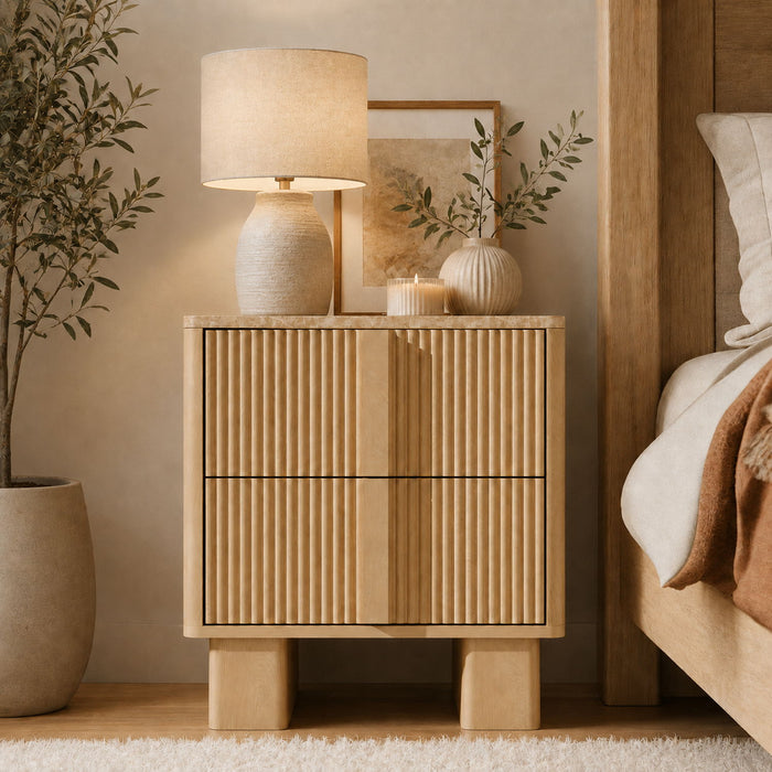 Nightstand With Charging Station And 2 Storage Drawers Home Essentials