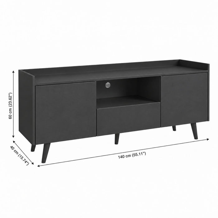 TV Stand For TVs Up To 60" With Open Storage Shelf, 2 Doors, 1 Drawer And Cable Management Home Essentials