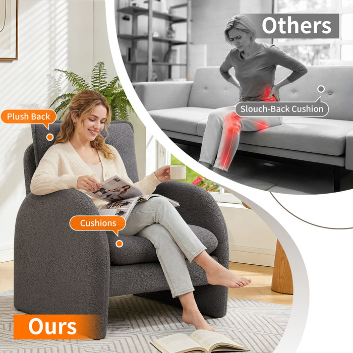 Modern Sherpa Upholstered Accent Chair, Comfortable Living Room Armchair, Lounge Chair For Bedroom, And Office Home Essentials