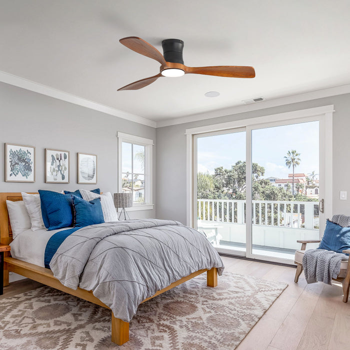 48" Ceiling Fan With Light, Dimmable LED With Memory, Quiet DC Motor - Matte Black Daily Nest