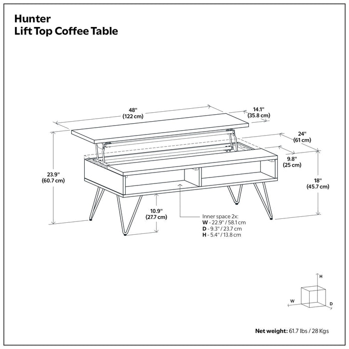 Hunter - Handcrafted Lift Top Coffee Table Simpli-Home