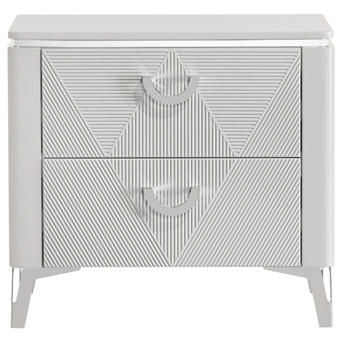 Buckley - 2 Drawer Nightstand - Gloss White Furniture Max