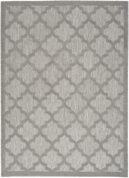 5' X 7' Ikat Indoor / Outdoor Area Rug - Silver Gray