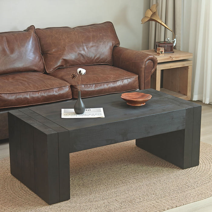 Modern Farmhouse Living Room Block Leg Coffee Table Home Essentials