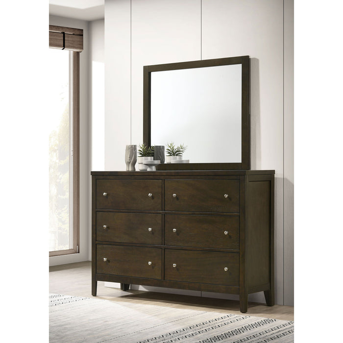 Clement - 6 Drawer Dresser With Mirror - Dark Coffee Furniture Max
