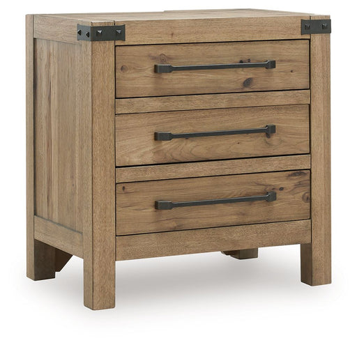 Ridgester - Three Drawer Night Stand - Light Brown Benchcraft®