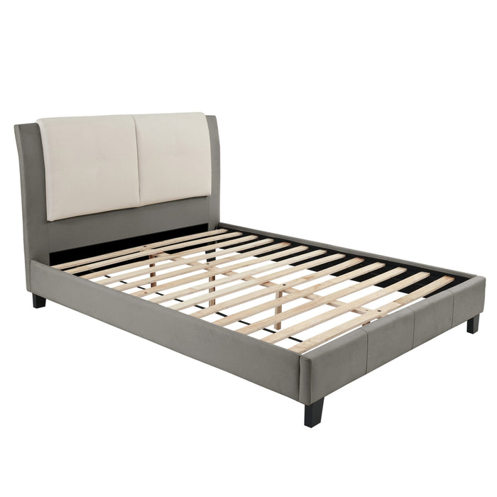 Bed Set With 2 Tone Upholstered Headboard Home Essentials
