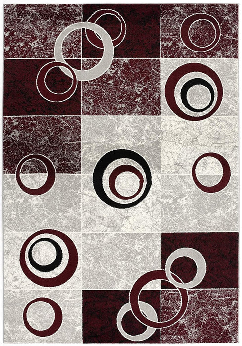 8' Abstract Power Loom Runner Rug - Red