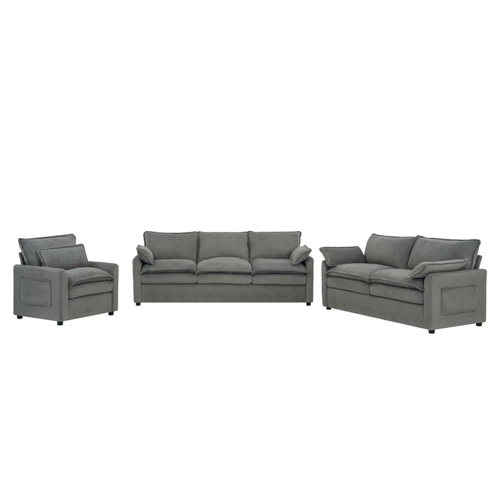 Modern Sofa Set With Double Layer Cushion And Side Storage Pockets Hearth and Haven