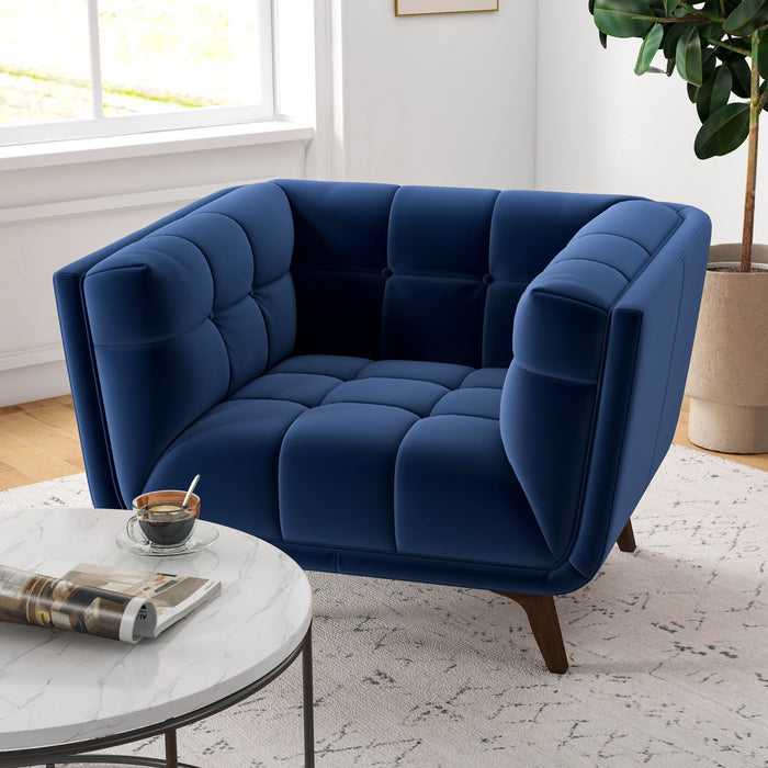 Addison Mid Century Modern Lounge Chair - Blue / Velvet