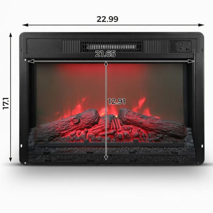 Electric Fireplace Insert Heater With Multicolor Flames, Remote Control - Black Home Essentials