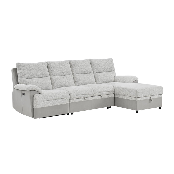 Sectional Sofa With Power Recline, USB Charging, And Storage Chaise - Gray Global Furniture USA