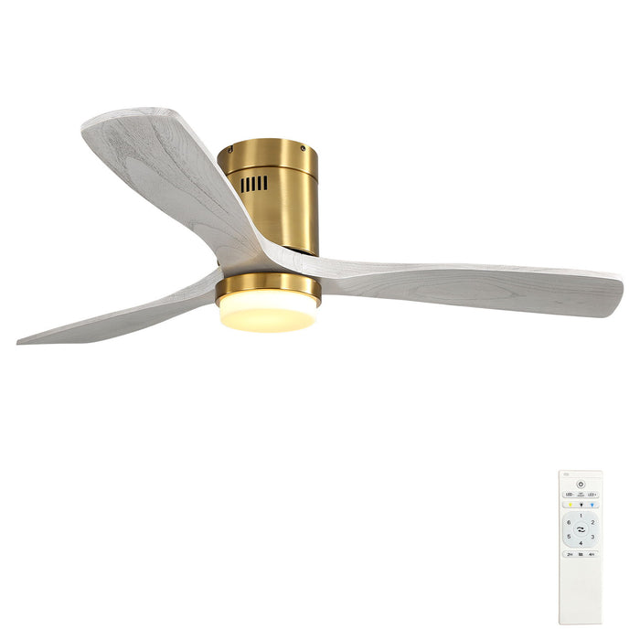 52 Inch Decorative Led Ceiling Fan With Dimmable 6 Speed Remote Silver 3 Solid Wood Blades Reversible Dc Motor For Living Room STop Receiving Wf Orders