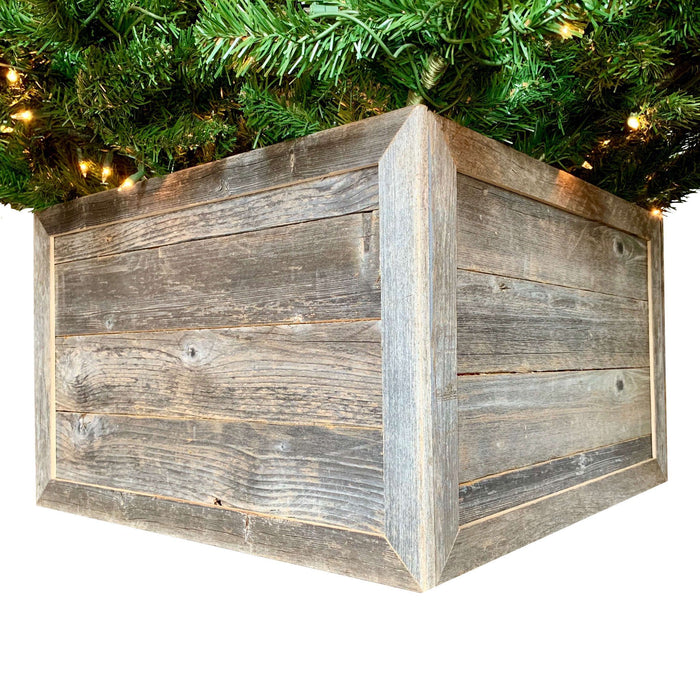 28"Lx15"H Plank Christmas Tree Collar - Natural Weathered Gray