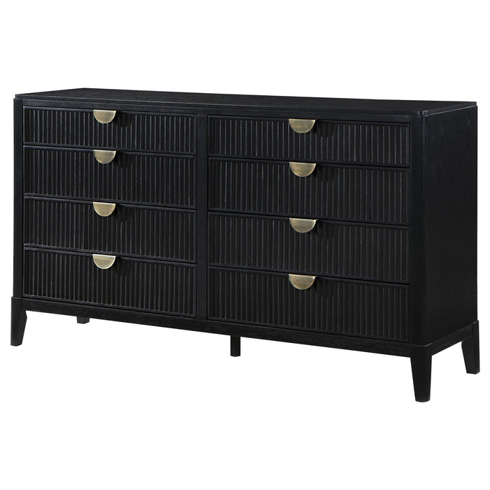 Mason - 8 Drawer Dresser With Fluted Design - Black Furniture Max
