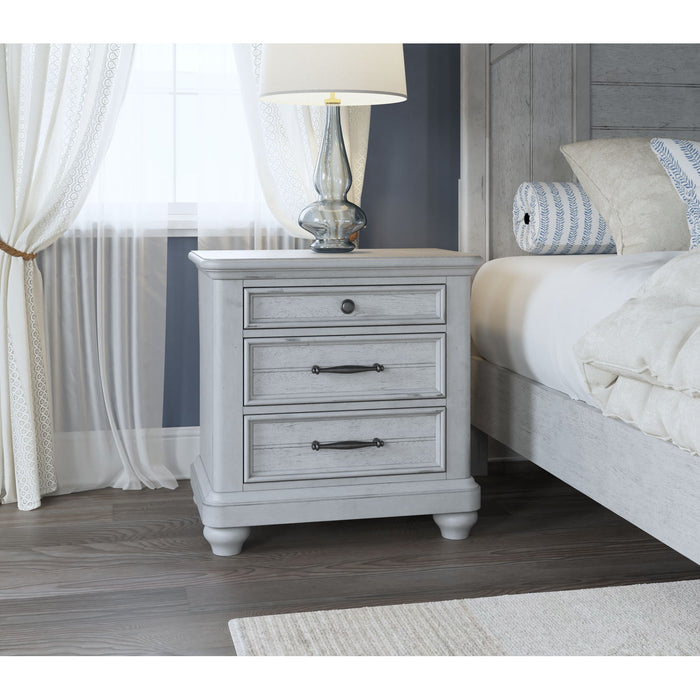 3 Drawer Nightstand With USB - Gray - Wood Emerald Home
