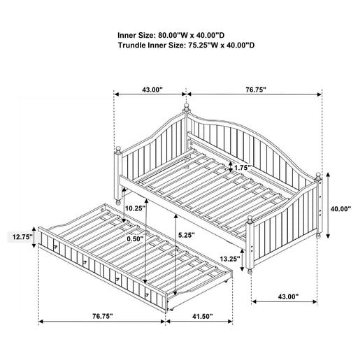Twin Daybed With Trundle Storage Bed - White Furniture Max