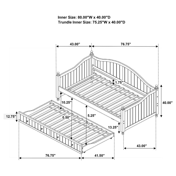 Twin Daybed With Trundle Storage Bed - White Furniture Max