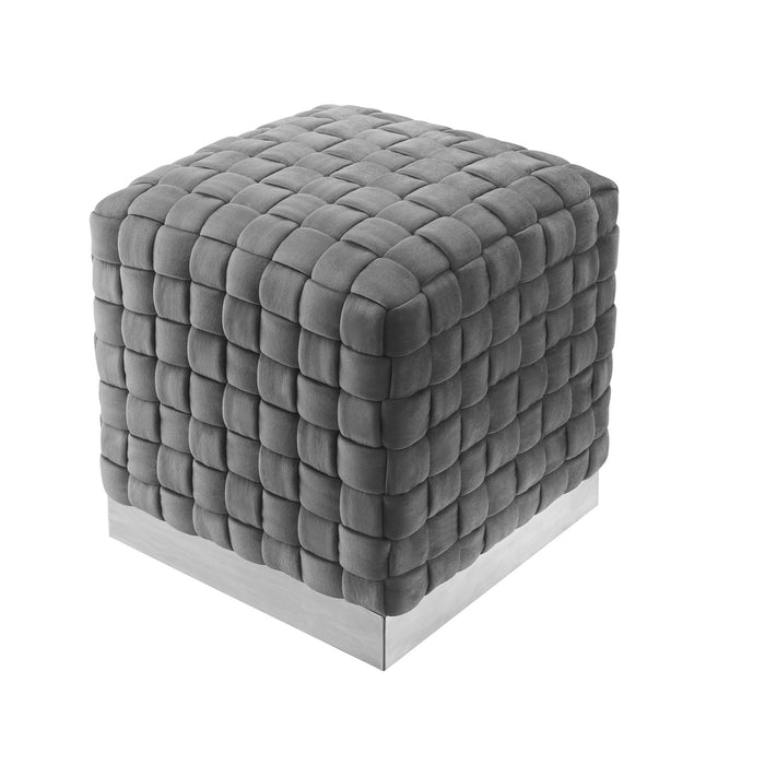 Velvet Ottoman - Gray / Silver