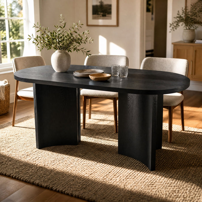 Dining Table With Curved Legs - Black Noble House