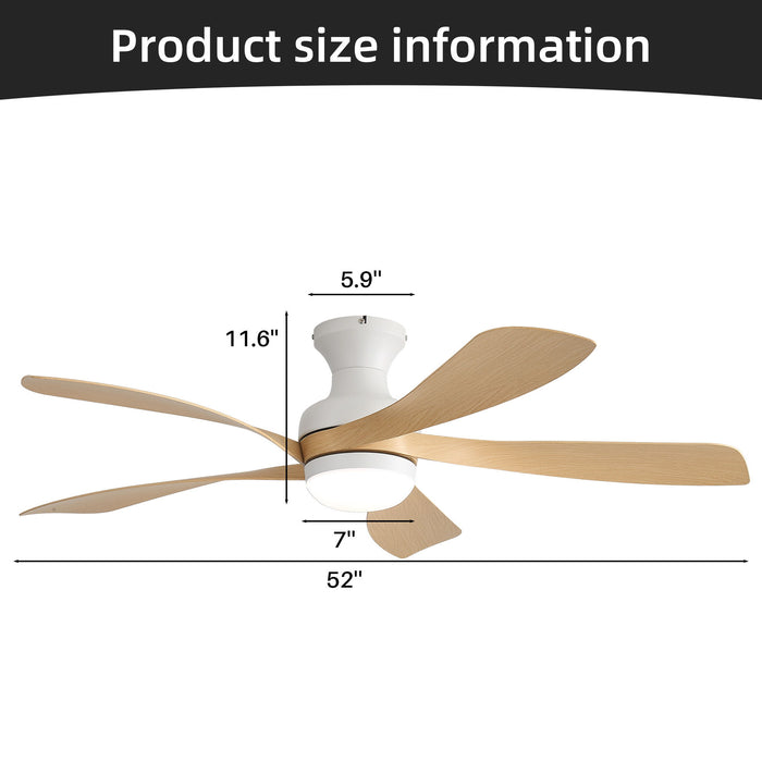 52" Ceiling Fan With 3 Color Dimmable LED Light, DC Reversible Motor, 6 Speed Settings Daily Nest