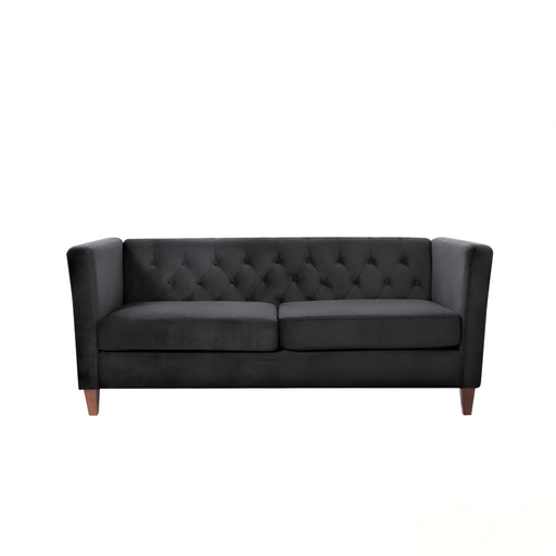 Button Tufted Loveseat, 2 Seater With Square Arm Couch For Living Room - Black US Pride