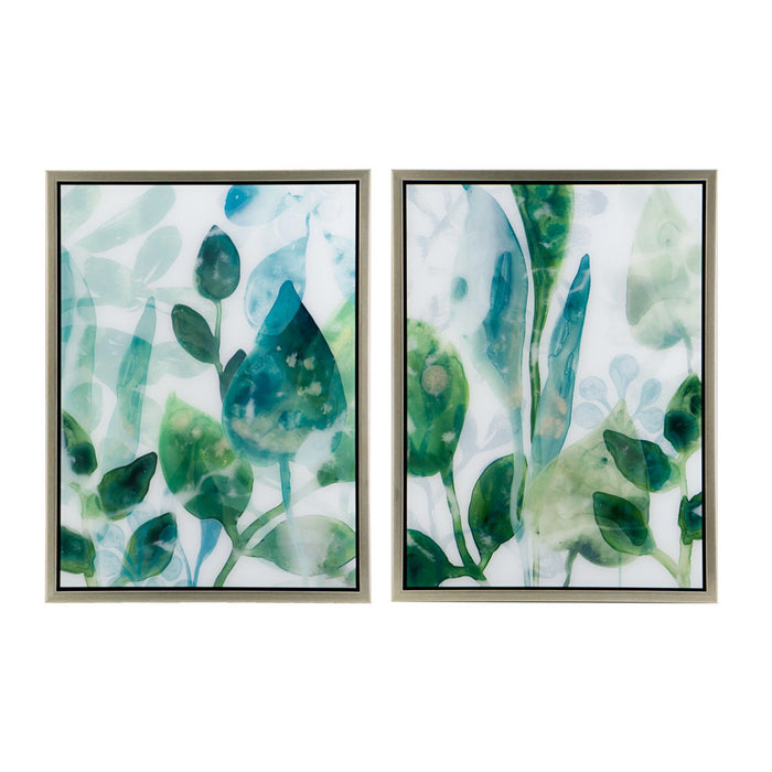 Framed Printed Acrylic Decorative Wall Art, Wall Decor For Living Room Bedrrom Entryway Office (Set of 2) - White / Green