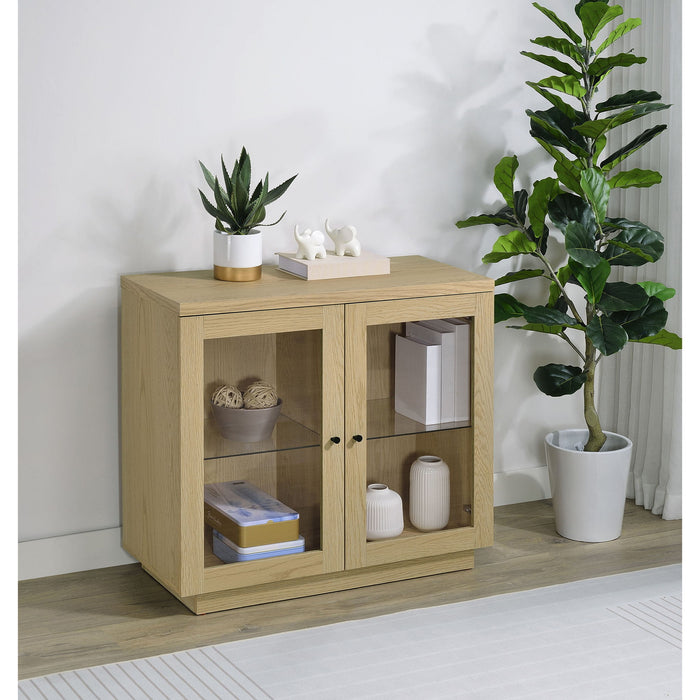 Metro - 2 Door Display Cabinet With Adjustable Shelves - Light Oak Furniture Max