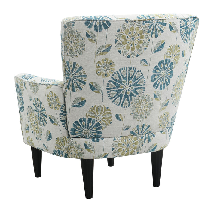 Floral Accent Chair - Blue - Wood Emerald Home