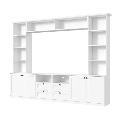 Farmhouse Elegant Entertainment Center Wall Unit With 4 Drawers Hearth and Haven