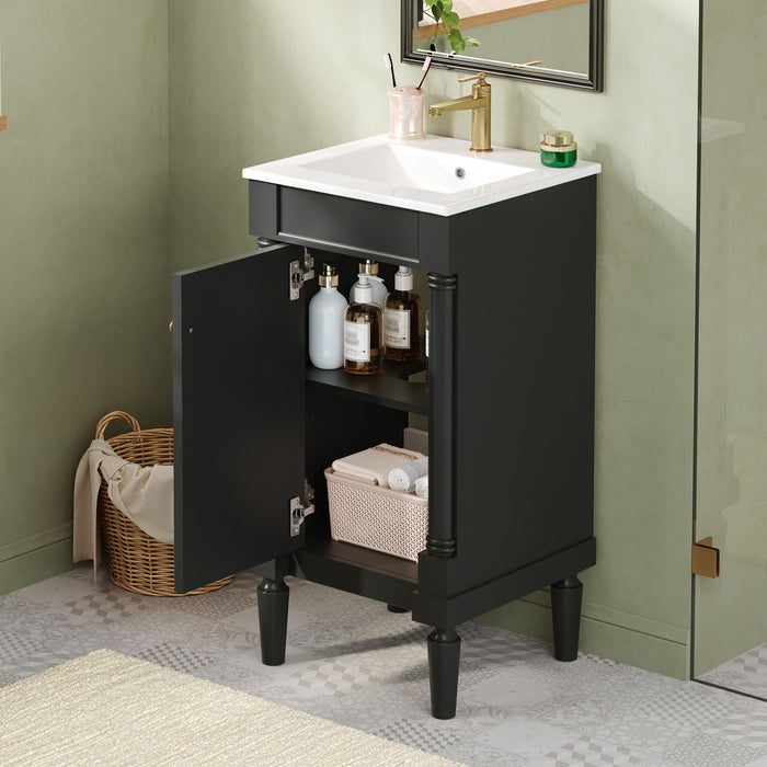 French Style Bathroom Cabinet With Sink, Adjustable Shelf Hearth and Haven