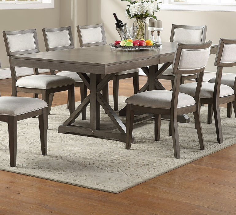 Contemporary Dining Room Furniture Dining Table With Leaf Ash Gray Large Family 9 Piece Dining Set 8X Side Chairs