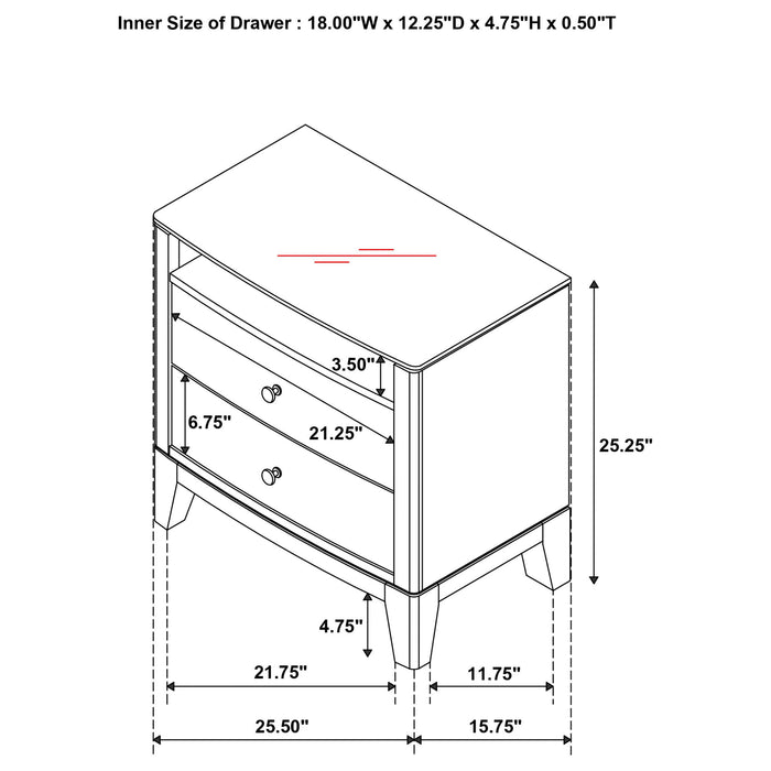 Menlo - 2 Drawer Nightstand - Pine Wood Furniture Max