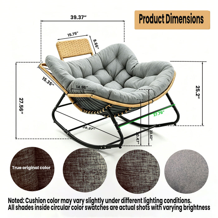 Oversized Papasan Rocking Chair Outdoor With Thick Cushion Home Essentials