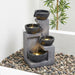 4 Tier Cascading Water Fountain With Warm LED Lights, Quiet Pump For Patio - Gray Daily Nest