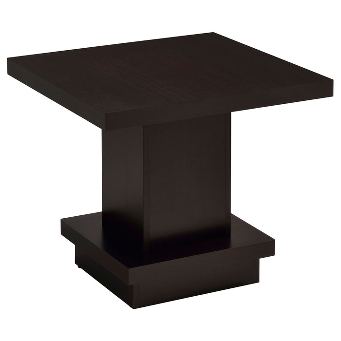 Mbala - Square Pedestal End Table - Cappuccino Furniture Max