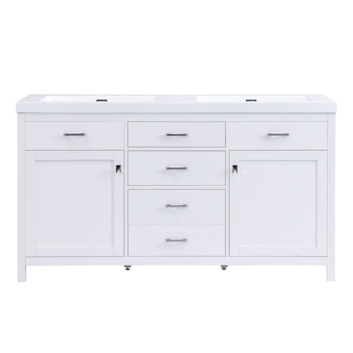 Double Sink Bathroom Vanity With Top, Soft Closing Doors & Drawers, Tip Out Drawer, 2 Cabinet Doors, Adjustable Shelf - White Noble House