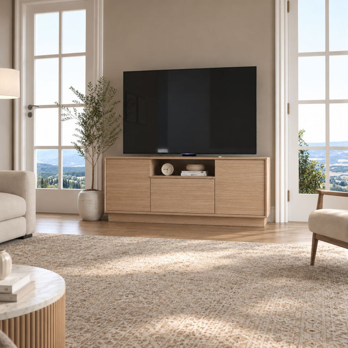 TV Stand For TVs Up To 65" & 2 Doors, 1 Drawer And 1 Open Shelf - Walnut Home Essentials