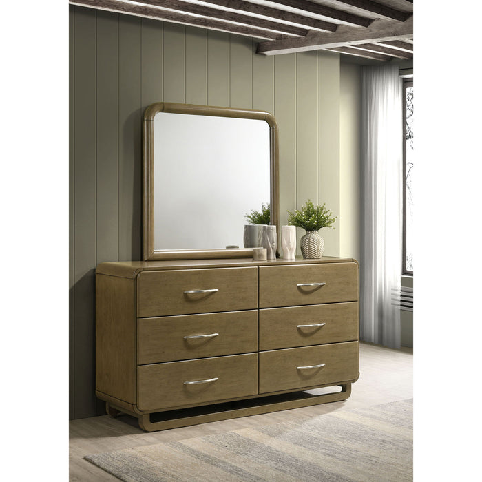 Bernardo - 6 Drawer Dresser And Mirror With Rounded Corners - Nutmeg Brown Furniture Max