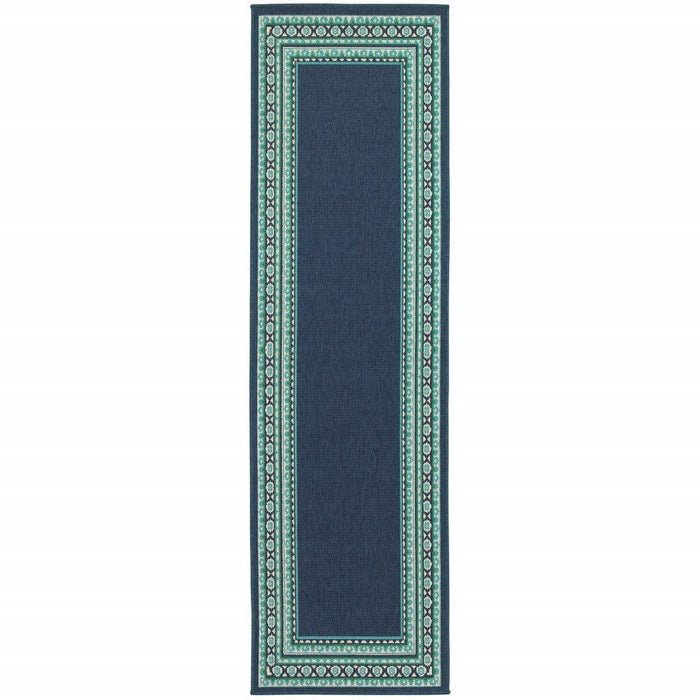 2' X 8' Outdoor / Indoor Area Rug - Blue / Green