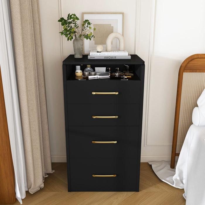 3 In 1 Vanity Desk With Open Top Mirror, Glass Desktop Makeup Set With 3 Drawers, Compact Dressing Table For Bedroom - Black Home Essentials