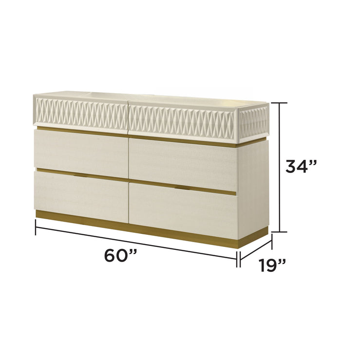 Stanley - 6 Drawer Dresser With Crocodile Texture (Mirror Not Included) - Gray Matrix Furniture Group