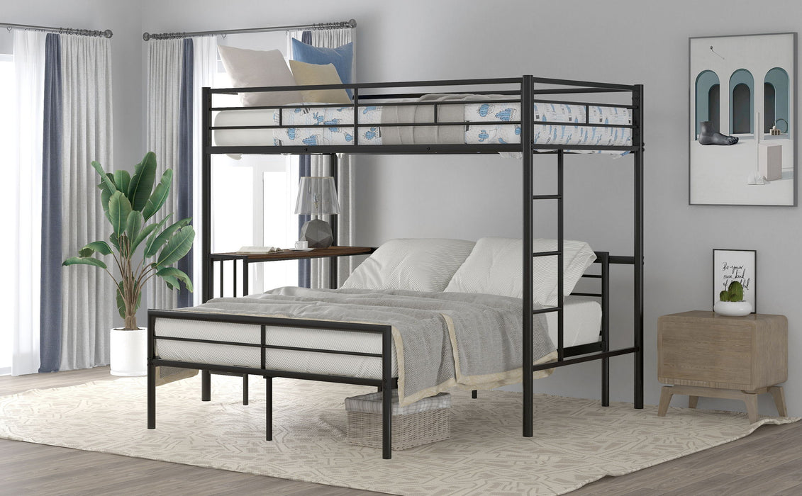 Bunk Bed With Desk, Ladder And Quality Slats For Bedroom