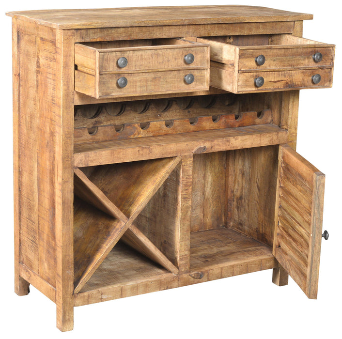 Rustic Solid Wood 2 Door Wine Bar Cabinet - Natural
