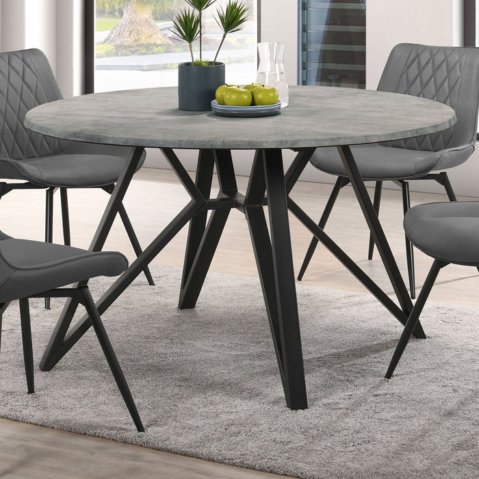 Royceton - Top Dining Table Industrial Round Dining Table - Gray / Black Furniture Max