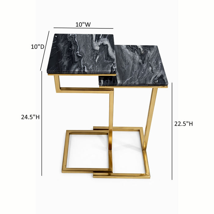 Chamblee - 2 Piece Square Nesting C - Table Set - Gold / Black Ridgecrest Home