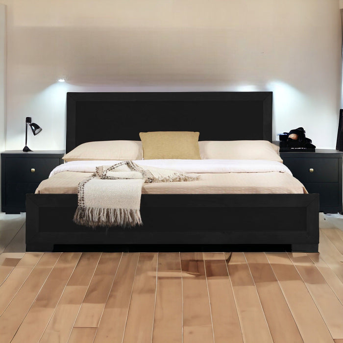 Moma Platform Queen Bed With Two Nightstands - Black Wood