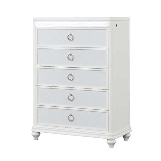 Abigale - 5 Drawer Chest With LED Lighting - White Matrix Furniture Group